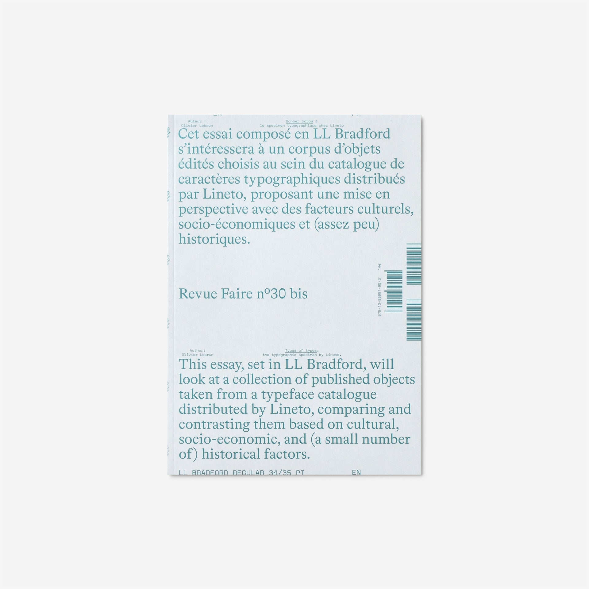 Revue Faire 30 bis — Types of types: the typographic specimen by Lineto